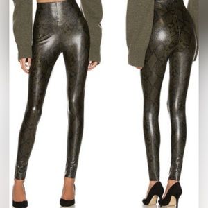 Commando Faux Leather Animal Legging, Moss Snake, sz 1X